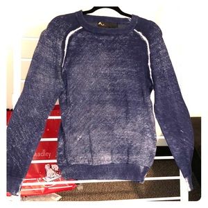 Helix Men’s Sweater blue and white ombré wash